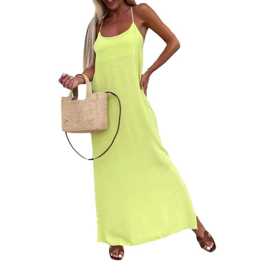 Robe Longue à Bretelles – Style Vacances Élégant