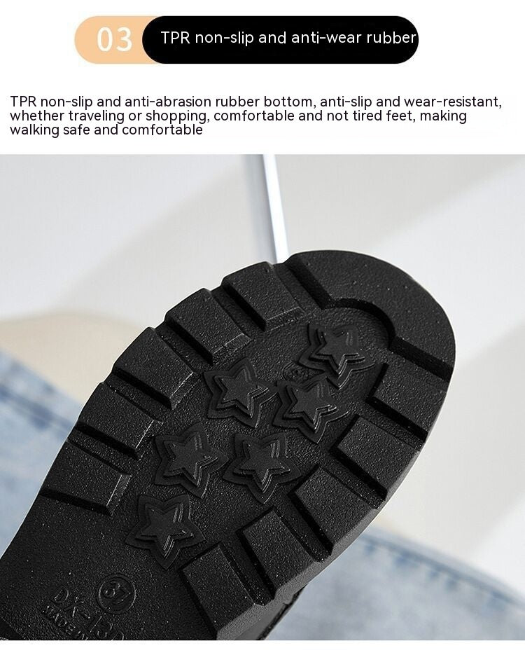 Chaussures Plateformes Rétro à Bout Rond & Boutons Dorés