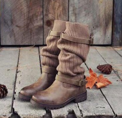 Bottines Rétro d’Hiver Chaudes en Fourrure Douce