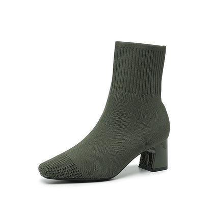 Bottines Chaussettes à Talons Épais