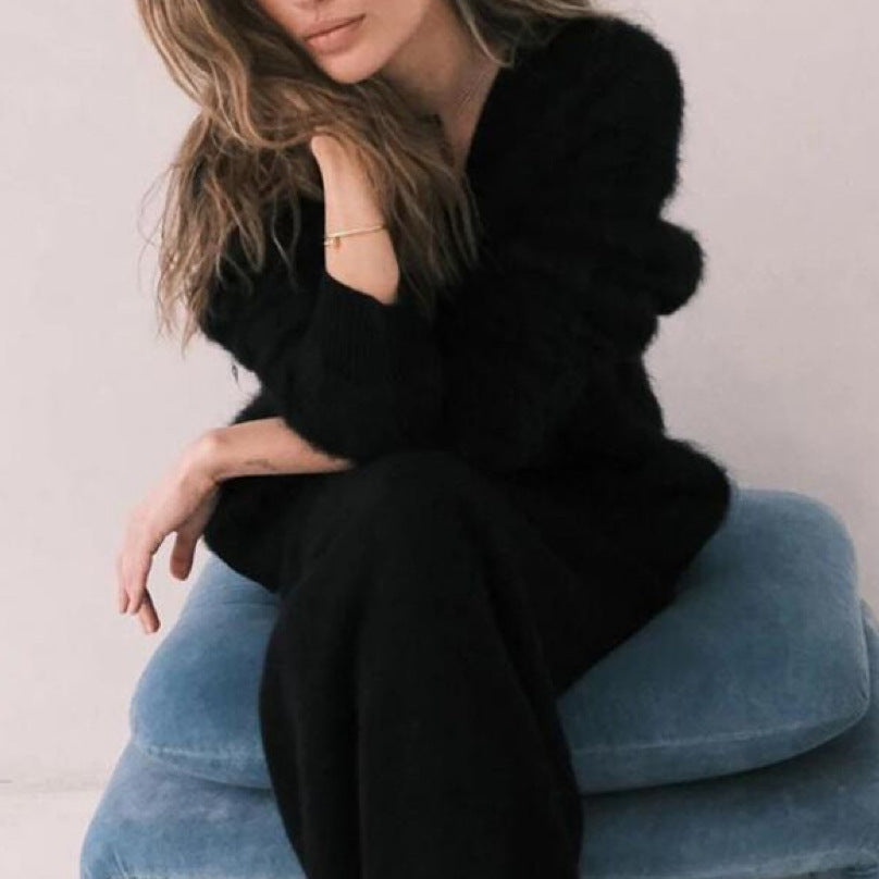 Cardigan à Boutons Col V en Maille Douce