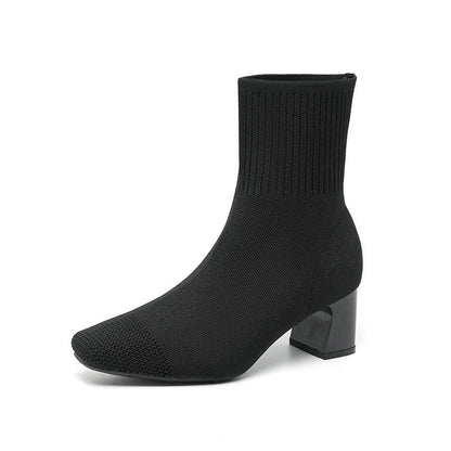 Bottines Chaussettes à Talons Épais