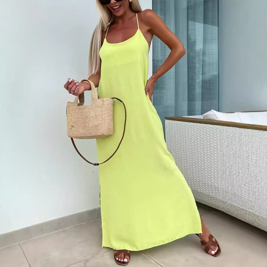 Robe Longue à Bretelles – Style Vacances Élégant